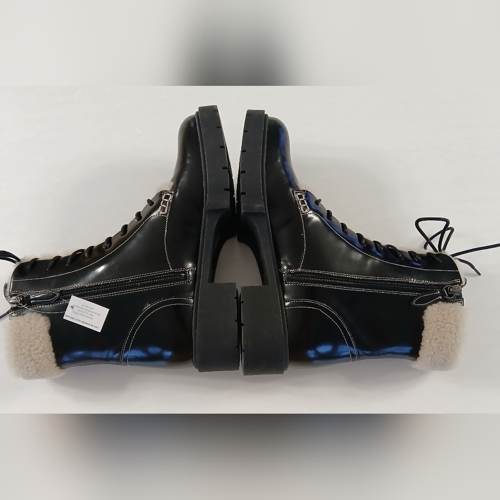 COACH Leighton Shearling Bootie • Black Patent Leather • Size 9.5 B - Picture 9 of 14